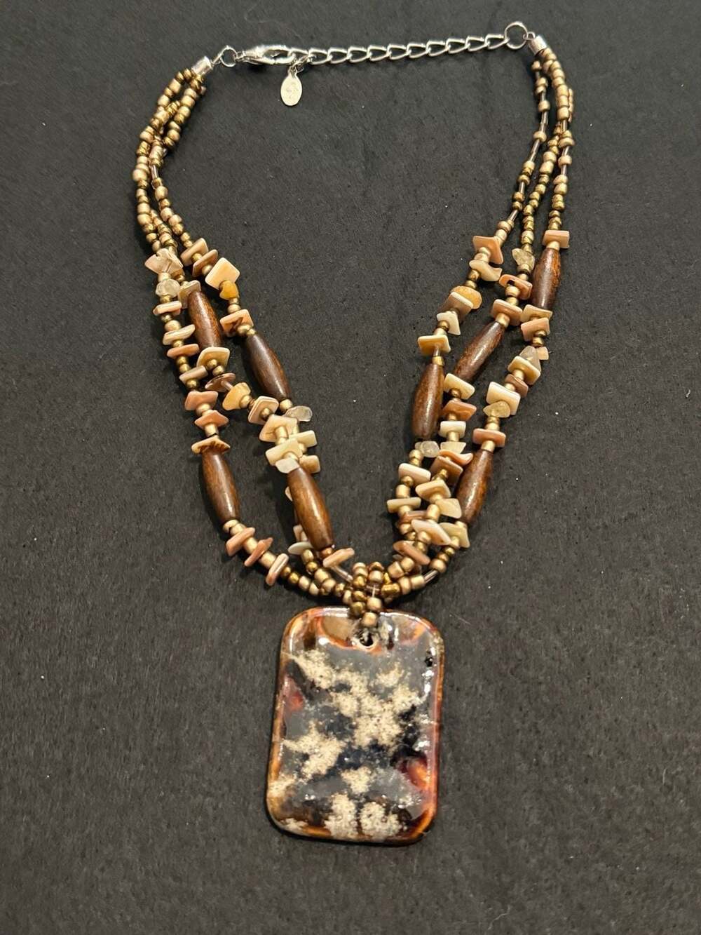 Vintage Chunky Golden Heart Necklace With Faux Crystals,